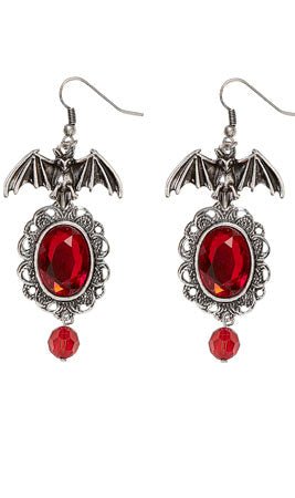 Boucles d'Oreilles Rouges Chauve-Souris