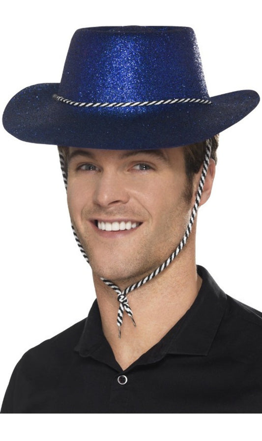 Chapeau de cowboy bleu scintillant