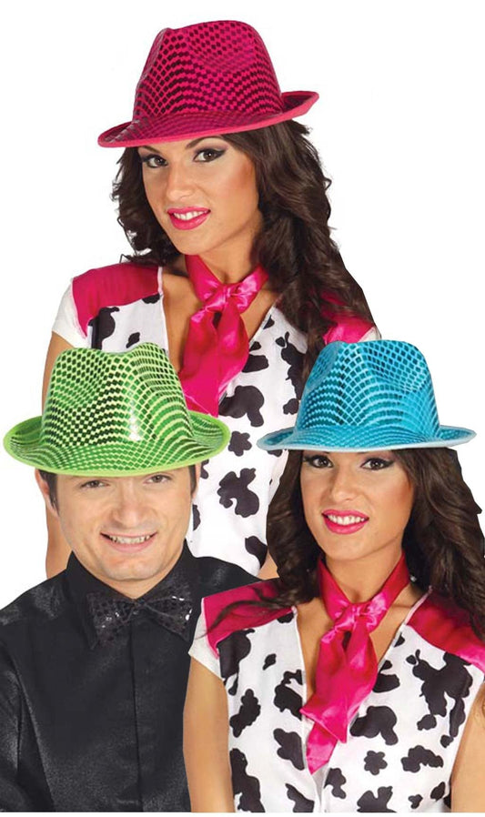 Chapeau Gangster Paillettes Couleurs