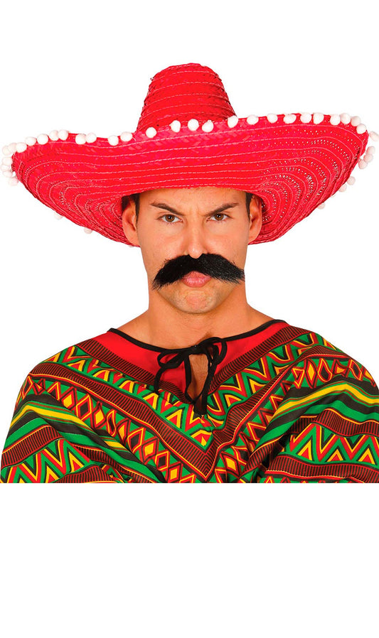 Sombrero Mexicain de Paille Rouge