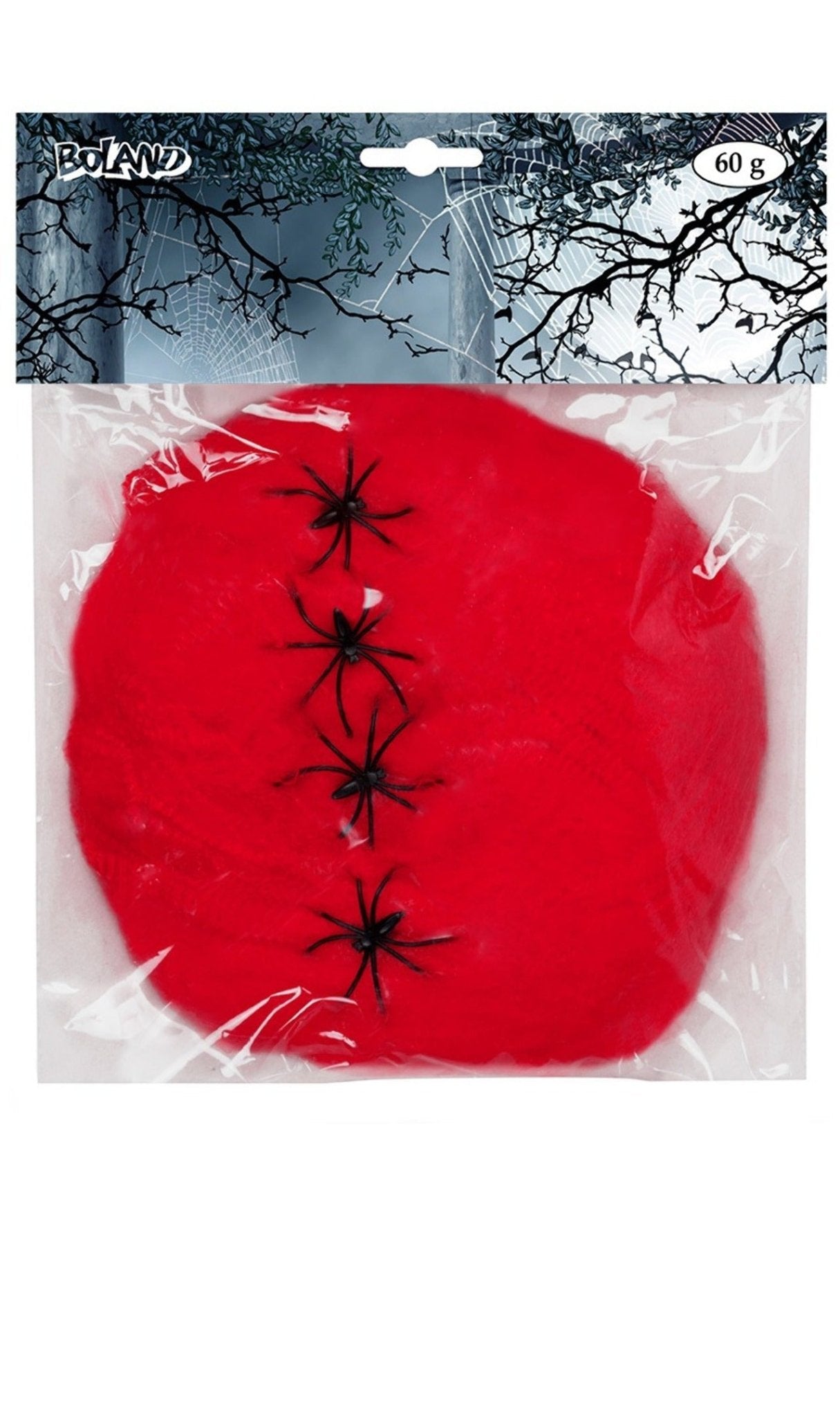 Toile d'Araignée Rouge 60gr avec 4 Araignées