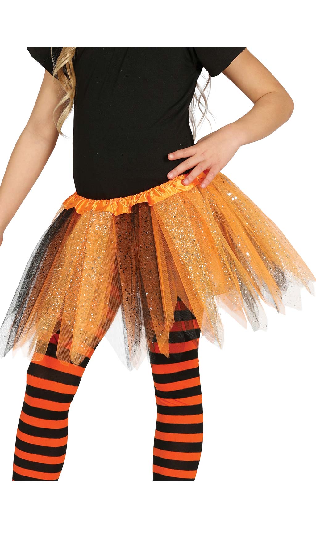 Tutu Orange et Noir Brillant pour enfant